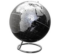Wonday Globe Terrestre Design Noir Argent Ø 32 Cm Pied Métal
