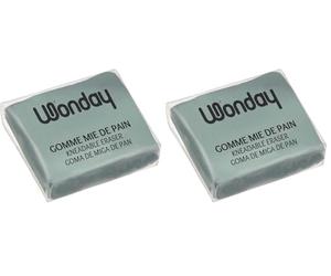 WONDAY - Gomme modelable "Mie De Pain", 38 x 34 x10 mm (Lot de 2)