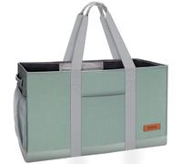 WONDAY Grand sac fourre-tout utilitaire, réutilisable, pliable avec fond imperméable, sac fourre-tout extra large avec poignées et poches pour épiceries, pique-niques, plages, camping