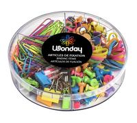 Wonday kit de punaises, trombones, pinces, élastiques - 5 articles de fixations - Coloris assortis