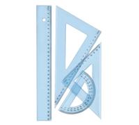 Wonday - Set de Traçage Géométrique Incassable 4 Pièces : Règle 30 cm, Équerres 45°/60°, Rapporteur 12 cm - Fournitures Scolaires et Bureau