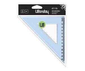 WONDAY Traçage plastique Equerre 45° 21 cm (grand Côté)