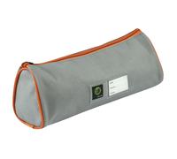 Wonday Trousse à crayons d'écolier avec fermeture éclair zippée et étiquette personnnalisable - Gris et orange