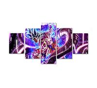 Wondbeau Impression sur Toile Cinq Tableaux Consécutifs Décoration De Maison Moderne Peinture 5 Panneaux Abstraits Modulaire Poster avec Cadre M/100cm×50cm Dragon Ball,Figurine De Goku Ultra Instinct