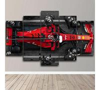 Wondbeau Impression Sur Toile Cinq Tableaux Consécutifs Décoration De Maison Moderne Peinture 5 Panneaux Abstraits Modulaire Poster Avec Cadre XL/200cm×100cm Voiture De Formule