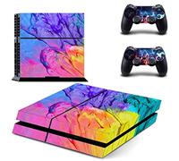 Wondder Autocollant de Peau de PS4, Autocollant Protecteur de Peau de Décalque de Vinyle pour la Console de PS4 + 2 Peaux de Contrôleur + 2 x Poignées de Pouce de Silicone (Couleur 2)