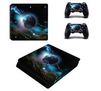 Wondder Autocollant de Peau de PS4 Slim, Autocollant Protecteur de Peau de Décalque de Vinyle pour la Console de PS4 Slim + 2 Peaux de Contrôleur + 2 x Poignées de Pouce de Silicone (Couleur 18)