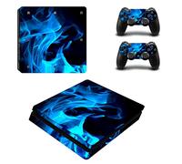 Wondder Autocollant de Peau de PS4 Slim, Autocollant Protecteur de Peau de Décalque de Vinyle pour la Console de PS4 Slim + 2 Peaux de Contrôleur + 2 x Poignées de Pouce de Silicone (Couleur 7)