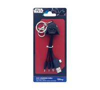 WONDEE Câble Multi Chargeur Universel 3 en 1 Darth Vader avec Porte - Clés, Cable Multi Embout Double Entrée USB et USB C vers USB C/Lightning/Micro USB Compatible iPhone et tous (15cm)