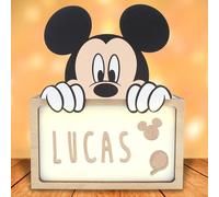 WONDEE Disney Lampe Mickey Mouse Personnalisable, Veilleuse Mickey Bébé et Enfant Personnalisée - Decoration Chambre Bebe et Garcon, Disney Cadeau Bapteme et Bebe Naissance Personnalisé