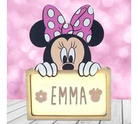 WONDEE Disney Lampe Minnie Mouse Personnalisable, Veilleuse Minnie Bébé et Enfant Personnalisée - Decoration Chambre Bebe et Fille, Disney Cadeau Bapteme et Bebe Naissance Personnalisé