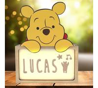 WONDEE Disney Lampe Winnie l'Ourson Personnalisable, Veilleuse Bebe et Enfant Personnalisée Winnie The Pooh - Decoration Chambre Enfant, Cadeau Bapteme et Bebe Naissance Personnalisé Fille et Garcon