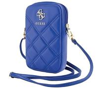 Guess Sac pour téléphone femme Zip Quilted 4G Cuir écologique Bandoulière réglable Bleu