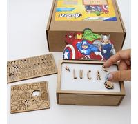 WONDEE Lampe Marvel Les Vengeurs Personnalisable avec Lettres et Dessins, Veilleuse Enfant et Bebe Personnalisée Iron Man, Hulk, Captain America et Thor - Deco Chambre Garcon, Marvel Cadeau Enfant