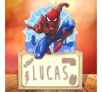 WONDEE Lampe Spider-Man Personnalisable, Veilleuse Enfant et Bebe Personnalisée Marvel Spiderman - Decoration Chambre Enfant, Marvel Cadeau Bapteme et Bebe Naissance Personnalisé, Cadeau Garcon