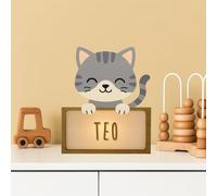 WONDEE Lampe Veilleuse Bébé Personnalisée et Veilleuse Enfant Personnalisée Chat - Cadeau Bebe naissance personnalisé et Cadeau Bapteme Fille et Garcon - Lampe de Chevet Decoration Chambre Bebe