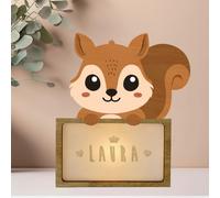 WONDEE Lampe Veilleuse Bébé Personnalisée et Veilleuse Enfant Personnalisée Écureuil - Accesoire Cadeau Bebe naissance personnalisé Garcon et Fille - Lampe de Chevet Bebe (comprend câble USBC)