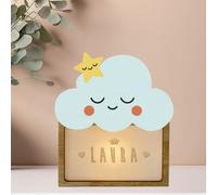 WONDEE Lampe Veilleuse Bébé Personnalisée et Veilleuse Enfant Personnalisée Nuage - Accesoire Cadeau Bebe naissance personnalisé Garcon et Fille - Cadeau Bapteme Garcon et Fille, Decoration Bebe