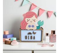 WONDEE Lampe Veilleuse Bébé Personnalisée et Veilleuse Enfant Personnalisée Sirène - Cadeau Bebe naissance personnalisé et Cadeau Bapteme Fille et Garcon - Lampe de Chevet Decoration Chambre Bebe