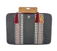 WONDEE Mallette housse portable 15,6/16 pouces design avec bande décorative en tissu brodé style ethnique - Housse pour ordinateur portable Macbook Pro 16 pouces rembourrée et renforcée avec fermeture