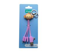 WONDEE Mr Wonderful Câble Chargeur Universel 3 en 1 [15cm] Poupée Singe - Câble multiconnecteur 3 en 1 USB vers USB C/Lightning/Micro USB Compatible avec Apple, iPhone, Samsung et tous