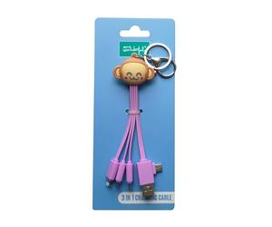 WONDEE Mr Wonderful Câble Chargeur Universel 3 en 1 [15cm] Poupée Singe - Câble multiconnecteur 3 en 1 USB vers USB C/Lightning/Micro USB Compatible avec Apple, iPhone, Samsung et tous