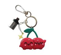 WONDEE Mr Wonderful Porte-clés [2 en 1] + clé USB et USB C drôle 32 Go, cerises amoureuses avec adaptateur USBC - Clé USB mignonne et kawai en forme d'animal, cadeaux pour filles, femmes et couples