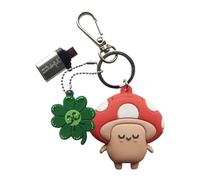 WONDEE Mr Wonderful Porte-clés [2 en 1] + clé USB et USB C drôle 32 Go Figurine en Forme de Champignon avec Adaptateur USBC - Mignon et Kawai Clé USB Animale, Cadeaux pour Filles et Femmes