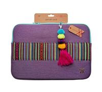 WONDEE VamVam Housse d'Ordinateur Portable pour 14 Pouces avec Décorative en Tissu de Style Ethnique de Couleurs, Compatible avec Macbook et Tous