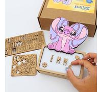 WONDEE Veilleuse Lampe Angel Stitch Personnalisable à la Maison en Famille [Comprend Kit de Lettres et Dessins], Disney Veilleuse Angel Stitch Bébé et Enfant Personnalisée - Cadeau Lilo Stich Fille