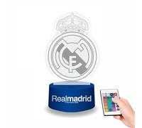 WONDEE Veilleuse Lampe Real Madrid 3D Magique avec Télécommande et 16 Couleurs, Lampe foot de Chevet, Decoration Football Chambre Garcon, Idee Cadeau Enfant Football