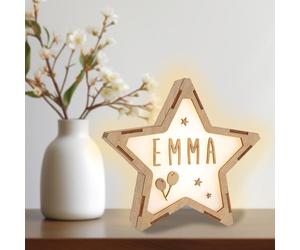 WONDEE Vintiun Lampe Veilleuse bébé personnalisée et Veilleuse Enfant en Forme d'Étoile - Cadeau Bebe naissance personnalisé - Lampe de Chevet Chambre Led personnalisé, objet/accessoire bebe naissance