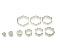 Wonder Cakes by Silikomart 72.305.87.0069 Set de Découpoirs pour Biscuits/Décors Pâte à Sucre/Pâte à Chocolat Forme Hexagone Nylon Blanc 3,5 x 11,5 x 11,5 cm