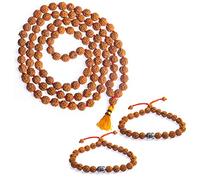 Wonder Care Authentic Rudraksha Mala-5 Face 108 + 1 Perle - Véritable Himalaya Rudraksha Seed Ornement Religieux Chapelet Collier Japa Mala - Importé du Népal