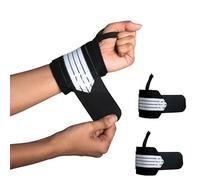 Wonder Care Bande de poignet de sport pour homme et femme avec boucle de pouce, Velcro élastique au poignet, accessoires de gym, sangles de poignet pour la gym, l'haltérophilie (blanc/noir, 1 paire)
