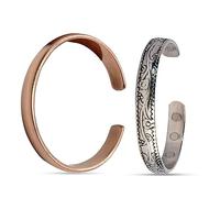 Wonder Care Bracelet en Cuivre Pur pour Femme et Homme Kada Copper pour Homme Bande de Cuivre avec Étui en Velours et Coffret Cadeau (Lot de 2)