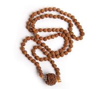 Wonder Care - Chapelet de Rudra en perles Rudraksha authentiques du Népal - Perles naturelles, Bois, Pas de gemme