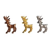 Wonder Care Figurine de Renne de Noël - Décoration d'Intérieur - Cerf Debout - Miniature - Collection Dorée, Argentée et Cuivrée (3 Pièces)