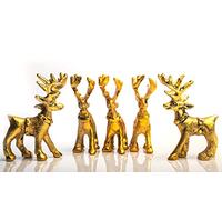 Wonder Care Figurines de Renne Debout dorées et argentées pour décorations de Noël, décoration d'intérieur pour Salon, décoration de Table de Noël et décoration pour étagères (doré 5 pièces)