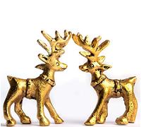 Wonder Care Figurines de renne debout dorées et argentées pour décorations de Noël, décorations d'intérieur pour salon, décoration de table de Noël et décoration pour étagères (doré, 2 pièces)