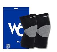 Wonder Care Genouillères en bambou noir pour homme et femme, genouillères de compression pour la course, la gym, le badminton et le sport | Soutien idéal pour soulager la douleur - 1 paire (L)