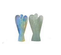 Wonder Care Lot de 2 figurines d'ange gardien de poche en cristal naturel - Pierre précieuse de guérison Reiki - Équilibre des chakras - Méditation - Esthétique - 3,8 à 5,1 cm