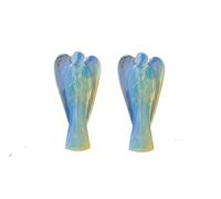 Wonder Care Lot de 2 Statues de Poche Ange Gardien en opalite Bleue en Cristal Naturel Reiki (3,8 à 5,1 cm)