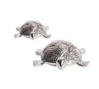 Wonder Care Lot de 2 statues de tortue miniatures Feng Shui en argent pour décoration de maison, décoration d'intérieur pour le salon, centre de table, petit bureau