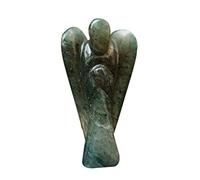Wonder Care Lot de 2 statues en aventurine verte en pierre précieuse naturelle Reiki sculptée en forme d'ange gardien de poche (3,8 à 5,1 cm)