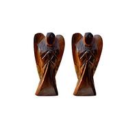Wonder Care Lot de 2 Statues sculptées en Forme d'ange Gardien de Poche en Cristal œil de Tigre Naturel Reiki de guérison (3,8-5,1 cm)