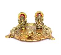 Wonder Care Pooja thali pour la prière, Le Dieu Indien Ganesha et Laxmi puja Article pour la Maison mandir, Temple, Plateau Religieux pour aarti, Cadeau Diwali