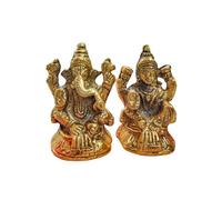 Wonder Care | Statue de Ganesha Lakshmi sculptée avec beaucoup de détails dans une finition antique ivoire - Idole de Ganesh pour voiture | Décoration d'intérieur | Mandir | Cadeau | Idole de dieu