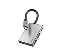 WONDER DOCK 4 : Adaptateur USB-C multi-port 4 en 1 aluminium : 5V/0.5 A./USB 3.0 : 5V/0.9 A/ HDMI port / USB-C port avec PD charge 60W