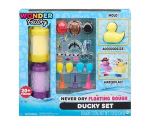 Wonder Factory Never Dry Floating Dough Ducky Set - Ensemble de Canards, avec 2 Tubes de Pâte à modeler, 2 Couleurs Uniques, Sans Gluten, Flotte dans l'Eau, Jeu Créatif créer des canards, pour Enfants